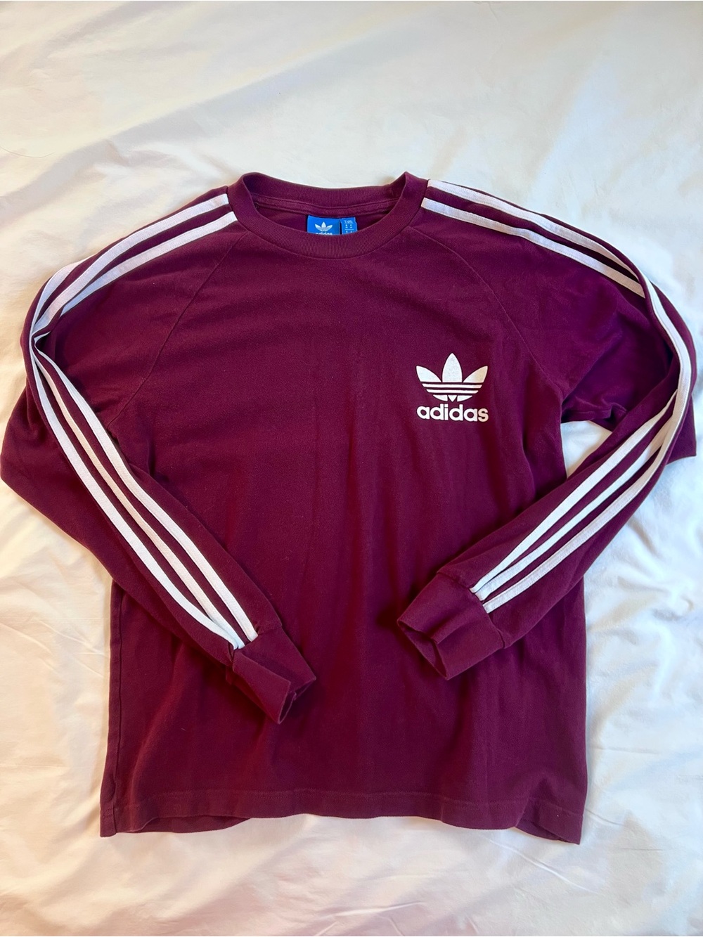 Adidas Women’s Adicolor Classics 3-Stripes Long Sleeve Tee in Shadow Maroon